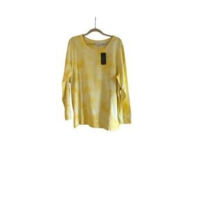 New with Tag d & Co yellow white cotton spandex tie-dye long sleeves top Size 1X